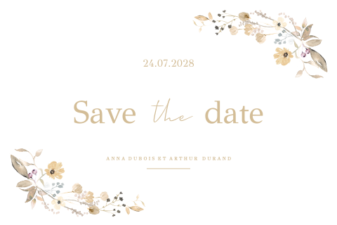 Save the date avec des fleurs aquarelles