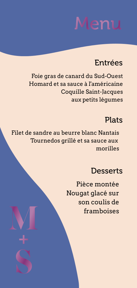 Menu aux formes modernes et couleurs attrayantes