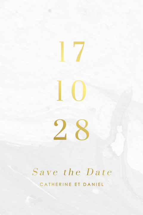 Save the date élégante avec des coins arrondis et des dorures