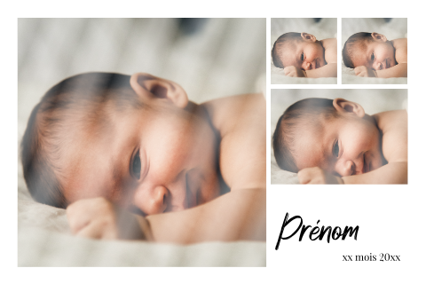 Faire-part de naissance à créer avec 4 photos