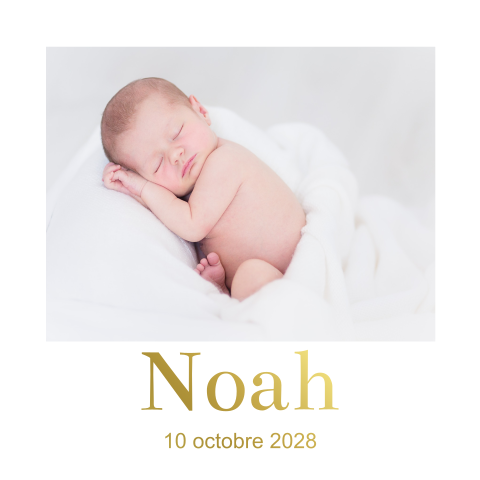 Faire-part de naissance avec photo encadrée et dorure