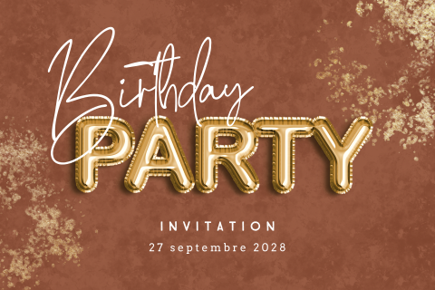 Carte d'invitation jolie pour les 40 ans avec des ballons lettres