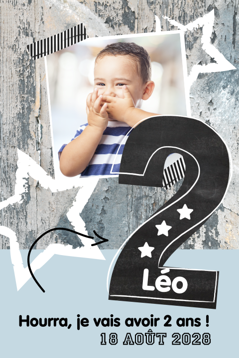 Carte d'invitation moderne avec une photo et des étoiles