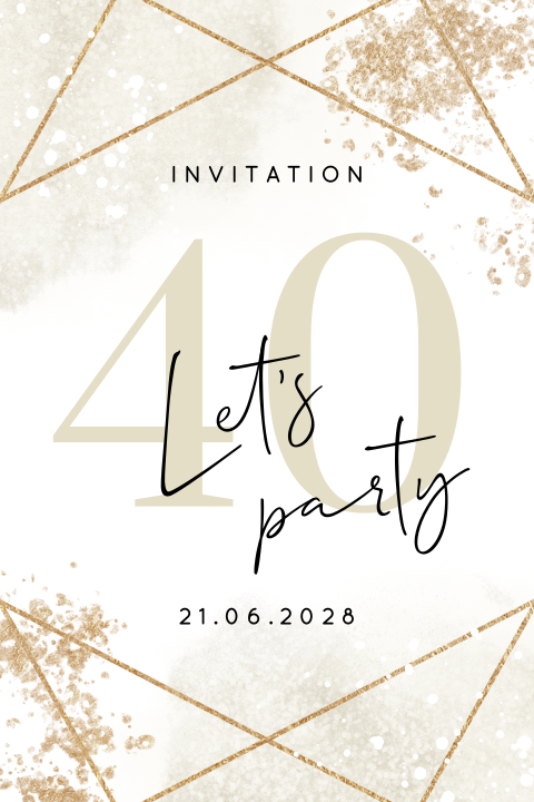 Carte d'invitation élégante pour les 40 ans avec design géométrique