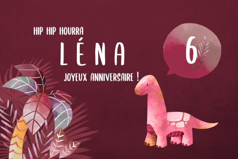 Carte d'invitation cool avec des dinosaures sur fond rouge