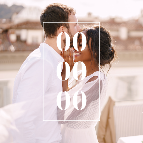 Faire-part de mariage carrée avec photo à personnaliser