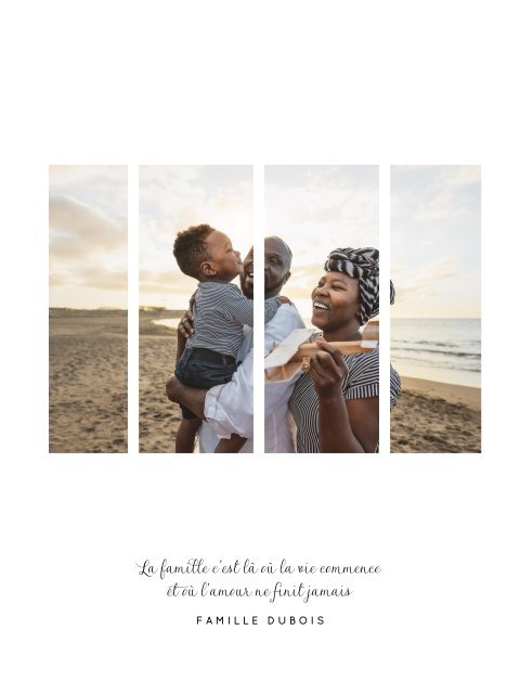 Affiche avec une photo et un joli texte sur la famille