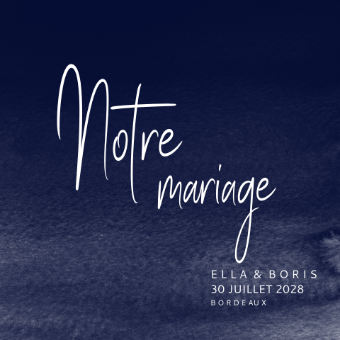 Faire-part moderne avec un fond bleu foncé