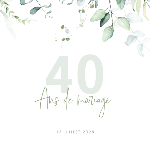 Invitation anniversaire mariage avec fond vert d'eau 