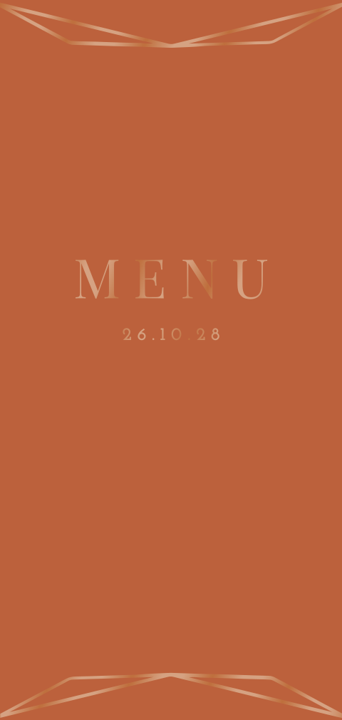 Carte de menu avec forme géométrique et détails vernis