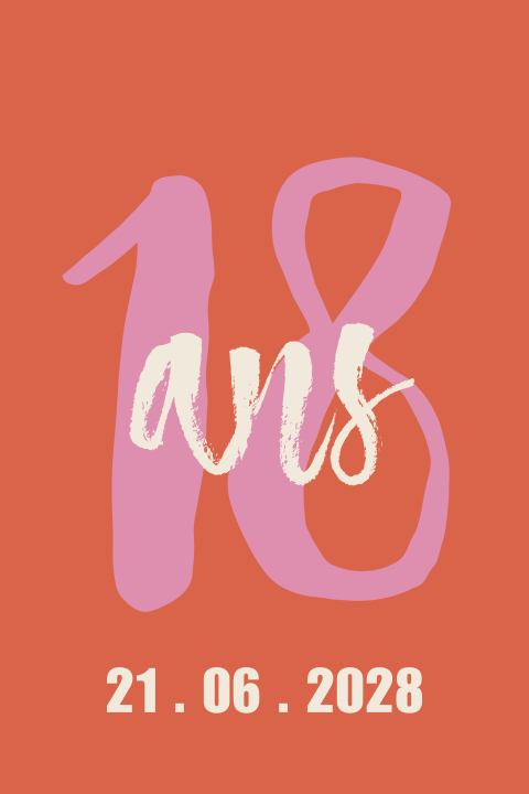 Carte d'invitation tendance pour les 18 ans sur fond rouge