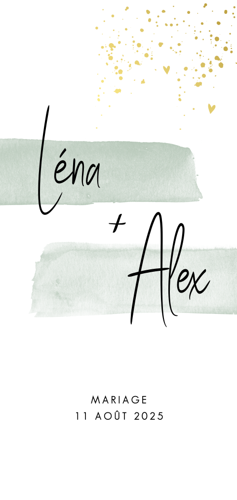 Faire-part de mariage avec des dorures et aquarelle