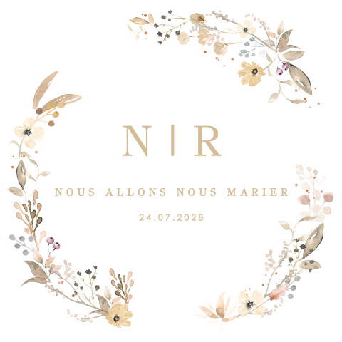 Faire-part original avec fleurs des champs et éléments en vernis