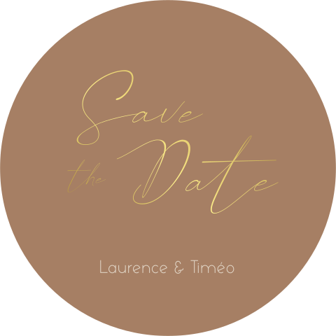 Save the date élégant avec dorures classiques sur fond marron