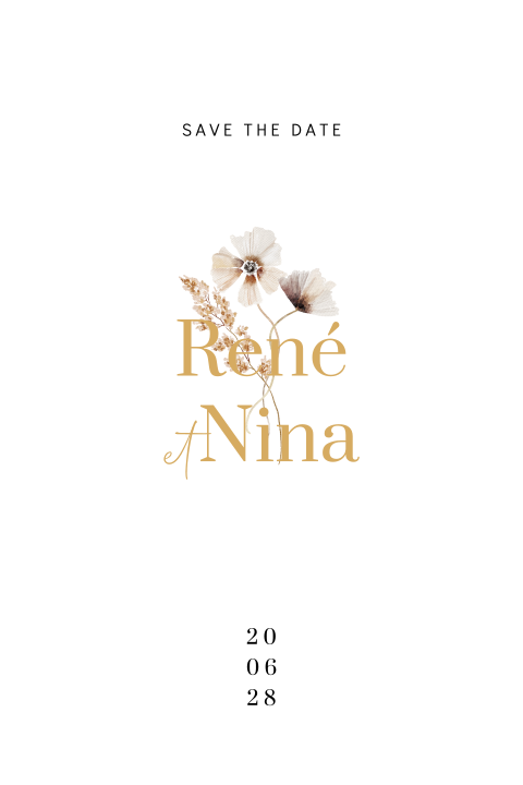 Save the date avec un fond beige avec de jolies fleurs