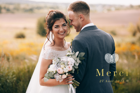 Carte de remerciement avec photo et empreintes digitales