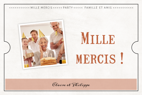 Carte de remerciement pour anniversaire dans style vintage avec photo