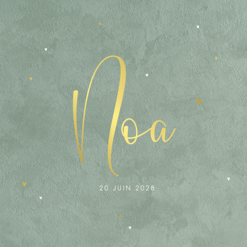 Faire-part de naissance avec dorures et fond velours turquoise