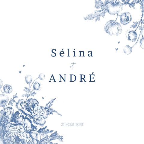 Faire-part avec des fleurs bleues