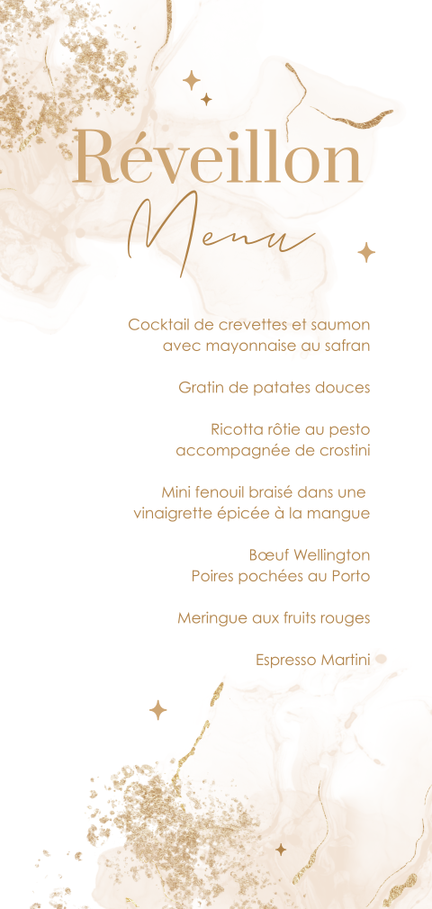 Menu élégant et festif à l'aquarelle