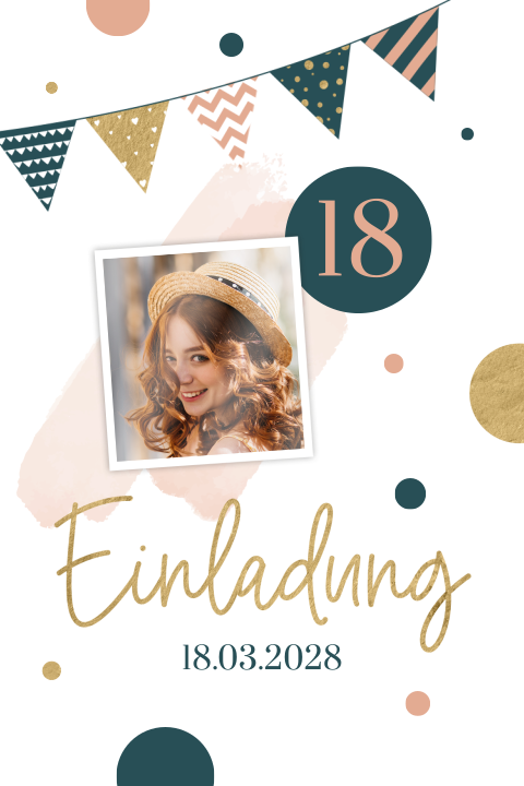 Invitation pour le 18e anniversaire avec photo et guirlande