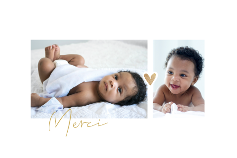 Carte de remerciement pour la naissance avec des photos et des cœurs