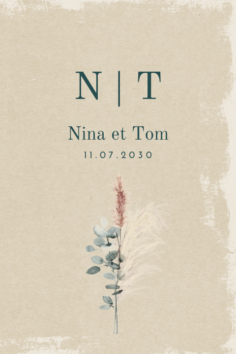 Faire-part de mariage vintage avec des fleurs séchées