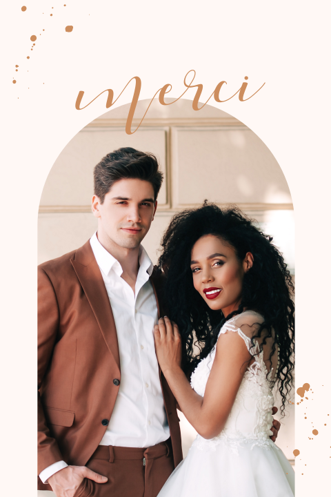 Carte de remerciement élégante avec photo en arc de cercle