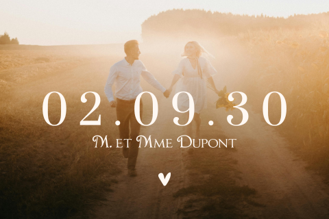 Carte de remerciement magnet avec photo et date