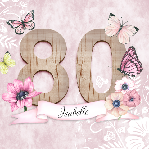 Carte d'invitation romantique avec fleurs et papillons sur fond rose