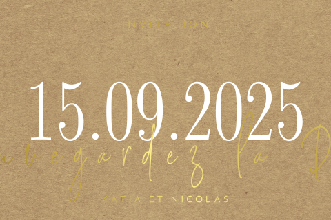 Save the date avec un aspect papier kraft et des dorures