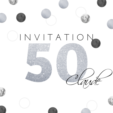 Carte d'invitation d'anniversaire avec des confettis argentés