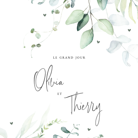 Faire-part doux avec feuilles à l'aquarelle