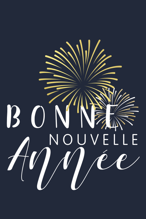 Carte de vœux avec des feux d'artifice dorés