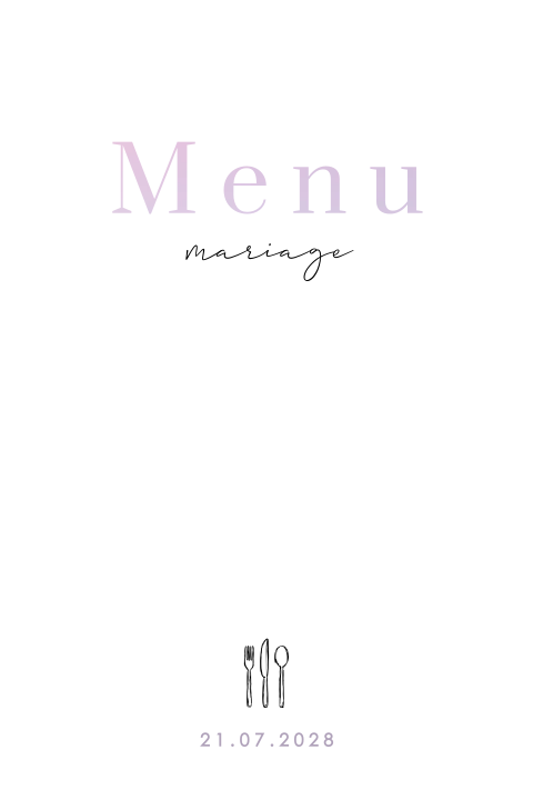 Menu avec une élégante typographie et lettres en holographie