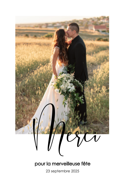 Carte de remerciement de mariage avec photo