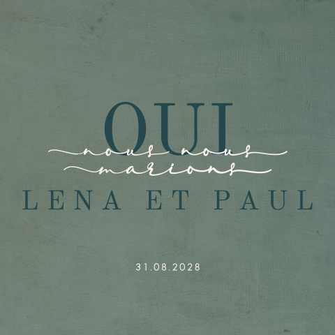 Faire-part de mariage minimaliste vert