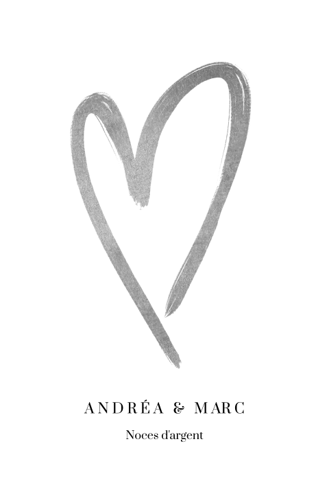 Invitation minimaliste anniversaire mariage avec grand coeur