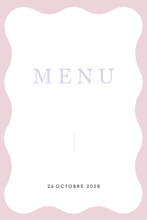 Carte de menu avec motif ondulé et feuille holographique