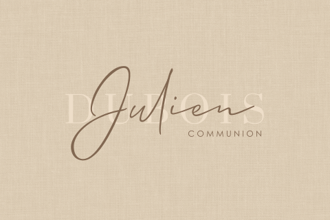 Faire-part communion fond effet texturé ton marron