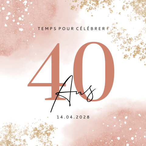 Carte d'invitation pour le 40e anniversaire avec des accents roses