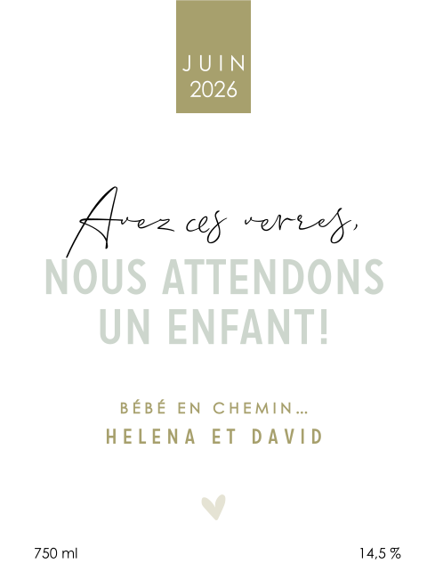 Annonce de grossesse Étiquette de vin "Levez vos verres"