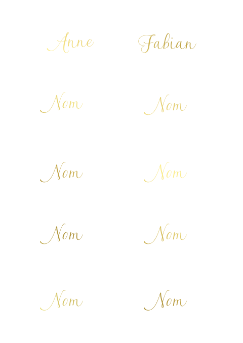 Marque-place classique avec texte en dorure