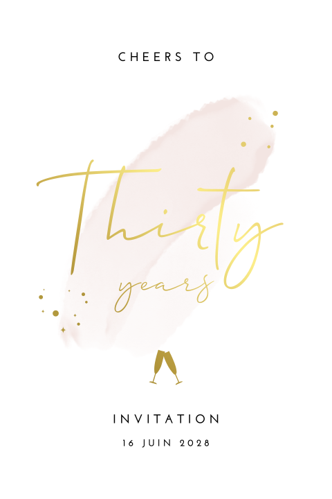 Envoyer une invitation élégante pour le 30e anniversaire avec des tons rose pâle.