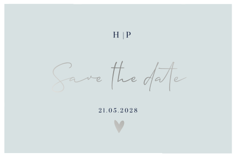 Save the date avec un fond bleu avec des détails argentés