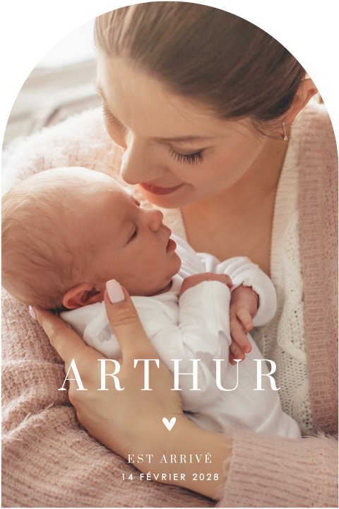 Faire-part de naissance en forme d'arche avec photo