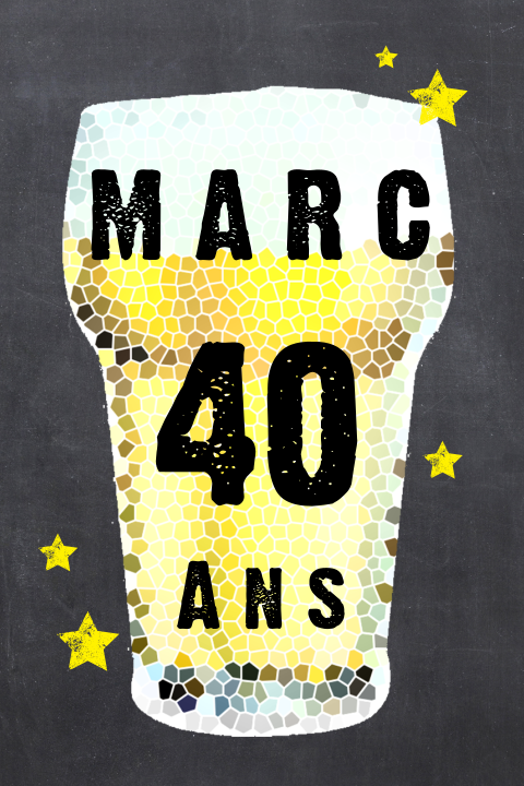 Carte d'invitation avec un verre à bière et des étoiles