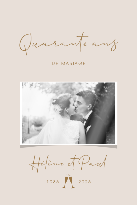 Invitation anniversaire mariage noces d'Emeraude avec photo