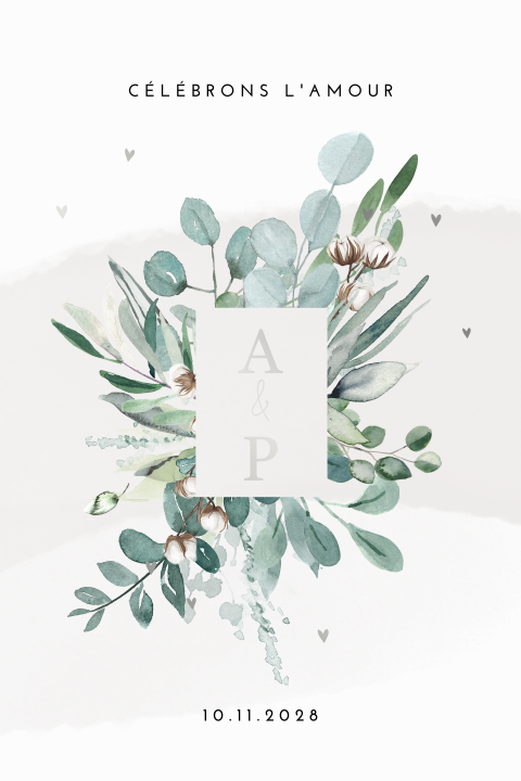 Faire-part hivernal avec fleurs à l'aquarelle