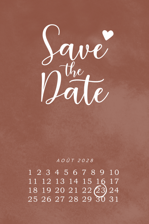 Save the date avec un fond couleur rouge